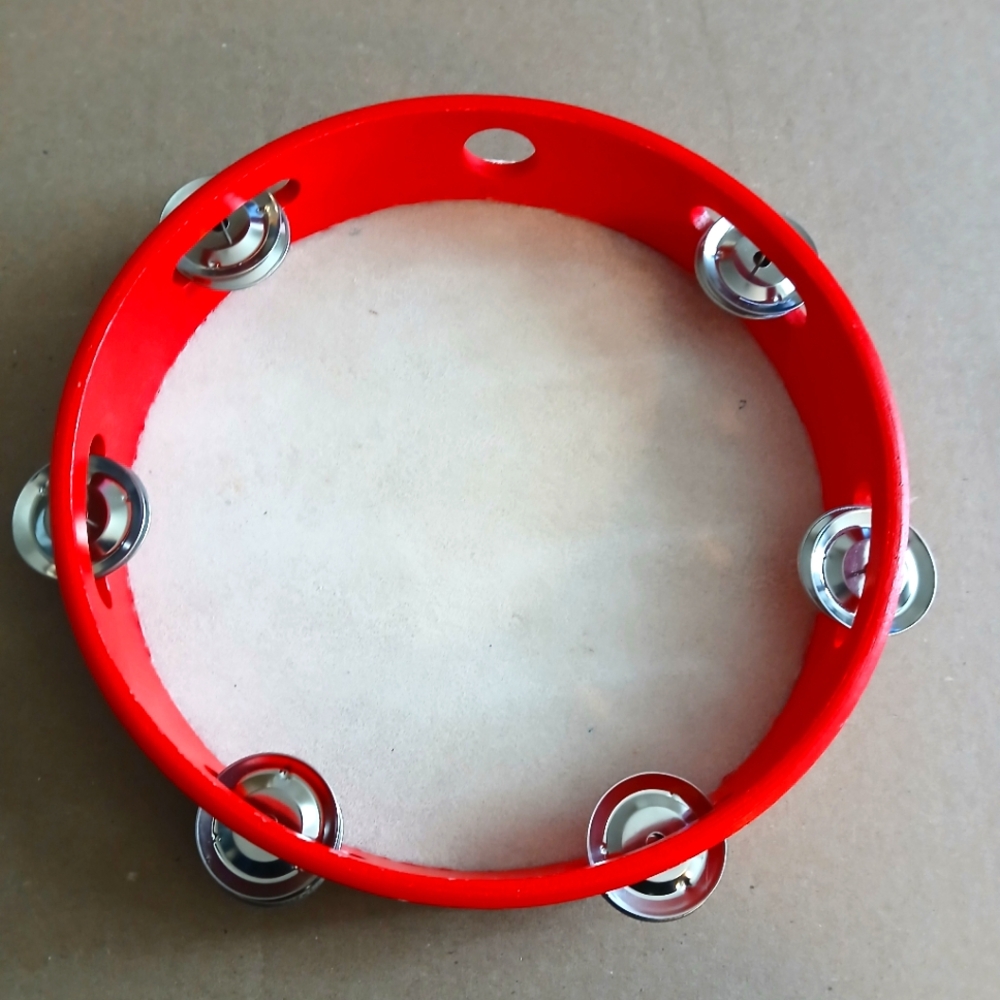 Red Tambourine with Silver Jingles